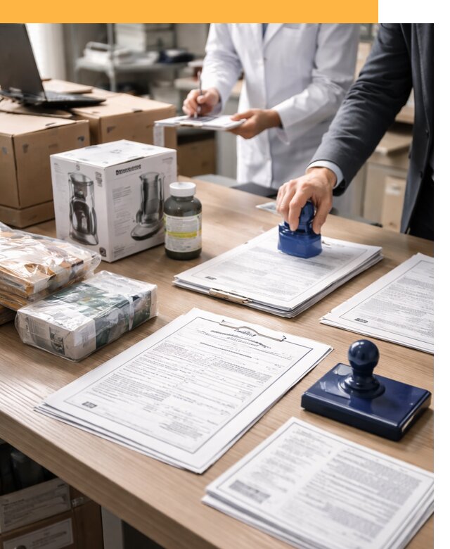 Сертификация импортных товаров от 12464 с таможенным сопровождением